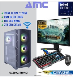 PC AMC INTEL CORE ULTRA 7 265K 3.90/5.50GHz, 16GB DDR5, 3TB SSD, MONITOR 23.6" MSI.