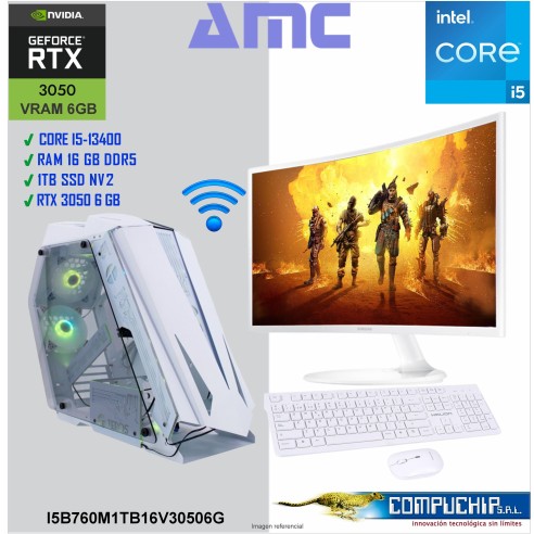 PC AMC INTEL CORE I5-13400 2.50/ 4.60 GHz, 16GB DDR5, 1 TB M.2 SSD, RTX 3050 6GB, MONITOR 27".