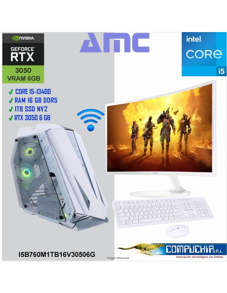 PC AMC INTEL CORE I5-13400 2.50/ 4.60 GHz, 16GB DDR5, 1 TB M.2 SSD, RTX 3050 6GB, MONITOR 27".