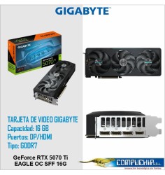 Tarjeta de video GIGABYTE GeForce RTX 5070 Ti EAGLE OC SFF 16G, 16 GB GDDR7, PCIe Gen 5.0