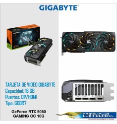 Tarjeta de video GIGABYTE GeForce RTX 5080 GAMING OC 16G, 16 GB GDDR7, PCIe Gen 5.0