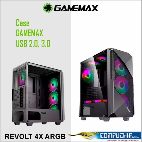 CASE GAMER GAMEMAX REVOLT 4X ARGB S/FUENTE