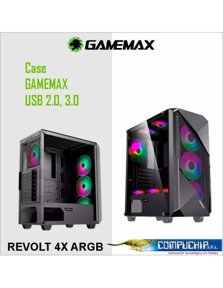 CASE GAMER GAMEMAX REVOLT 4X ARGB S/FUENTE