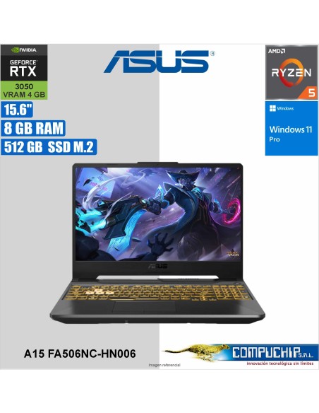 Notebook ASUS TUF GAMING A15 FA506NC-HN006 15.6", AMD Ryzen™ 5 7535HS, 16GB DDR5, 512GB VRAM 4GB