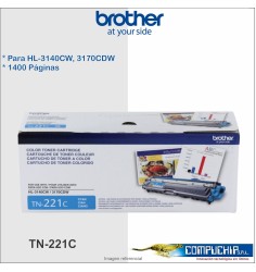 TÓNER BROTHER TN-221C CYAN, 1400 PÁGINAS.