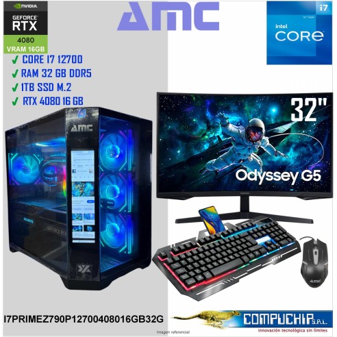 PC Intel Core i7-12700 2.10/4.90GHz, 32GB DDR5, 1TB SSD , RTX 4080 16GB, MONITOR 32"