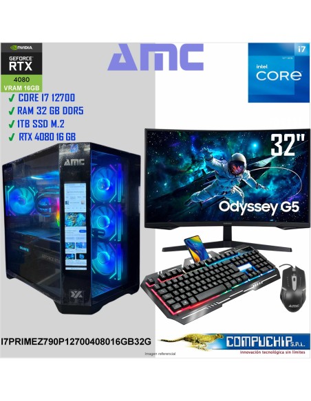 PC Intel Core i7-12700 2.10/4.90GHz, 32GB DDR5, 1TB SSD , RTX 4080 16GB, MONITOR 32"