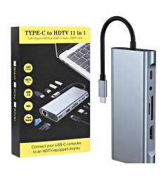 Adaptador de estación de acoplamiento multifunción 11 en 1 de tipo C a HDTV