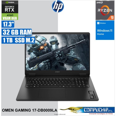 Notebook HP Omen 17-db0009la, 17.3" QHD IPS, AMD 9 8945HS 5.2 GHz, 32 GB DDR5-5600