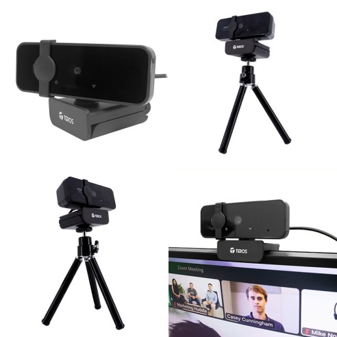 Webcam TEROS TE-9072, 2K, micrófono incorporado, USB 2.0