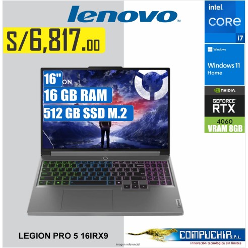 Laptop Lenovo Legion Pro 5 16IRX9, 16" FHD IPS, Core i7-14700HX 5.5GHz, 16GB DDR5-5600