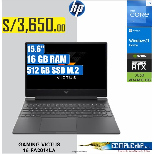 Laptop Gaming VICTUS 15-fa2014la, Intel Core i5, 16 GB DDR4 3200MHz, 512 GB SSD, 15.6 FHD, Windows 11 Home