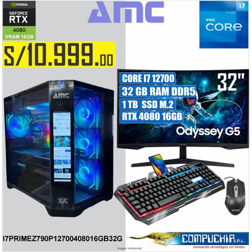 PC Intel Core i7-12700 2.10/4.90GHz, 32GB DDR5, 1TB SSD , RTX 4080 16GB, MONITOR 32"