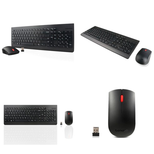 Teclado + Mouse Lenovo, Inalámbrico, Color Negro, (Kit Combo)