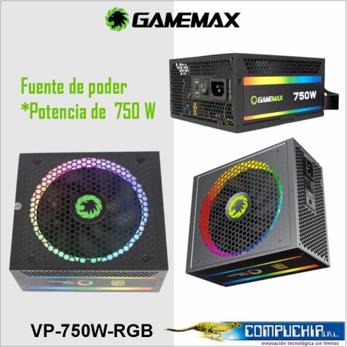 FUENTE GAMEMAX RGB-750W Modular 80PLUS Gold