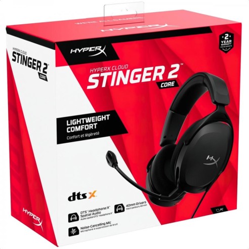 AURICULAR HYPERX CLOUD STINGER 2 CORE (519T1AA) GAMING / MICROFONO / CONECTOR 3.5MM / BLACK