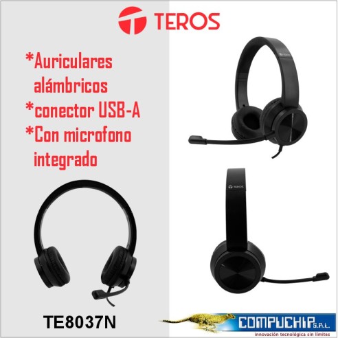 Audífono TEROS TE-8037N (HEADSET), negro
