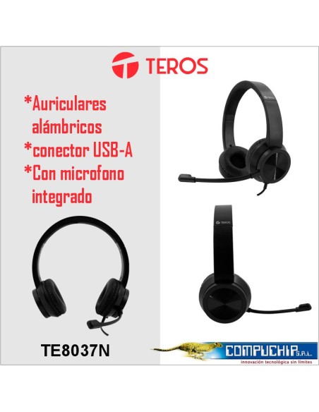 Audífono TEROS TE-8037N (HEADSET), negro