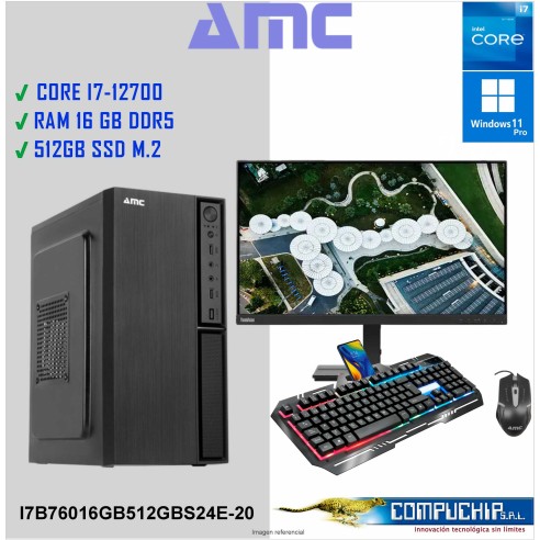 CPU INTEL CORE i7-12700 2.10 / 4.9GHz,16GB DDR5, 512 M.2 SSD,MONITOR LENOVO 23.8".