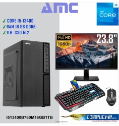 PC AMC INTEL CORE I5-13400, 2.5/4.6 GHZ, 16GB DDR5, 1TB M.2 SSD, MONITOR 23.8".