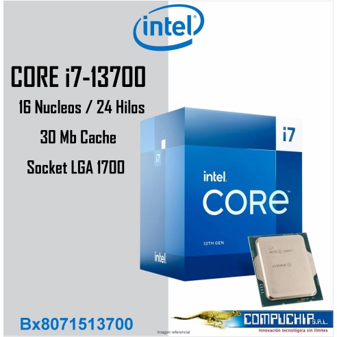 Procesador Intel Core i7-13700 2.10/5.20GHz 30MB SmartCaché LGA1700, 65W, Intel 7(10nm)
