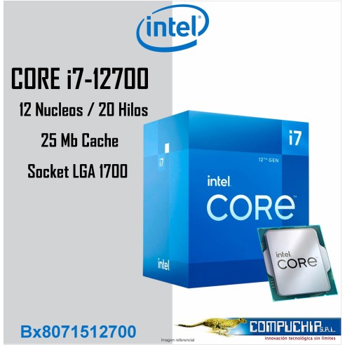 Procesador Intel Core i7-12700 2.10/4.90GHz, 25MB SmartCaché, LGA1700, 180W, Intel 7(10nm)