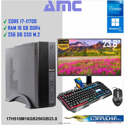 INTEL CORE I7-11700, 2.50GHZ /4.90 GHZ, 16GB DDR4, 256GB M.2 SSD,MONITOR 23.8".