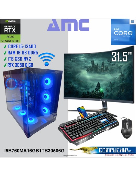 PC AMC INTEL CORE i5-13400 2.50/4.60GHz, 16GB DDR5, 1TB M.2 SSD, RTX 3050 6G, Monitor 27"