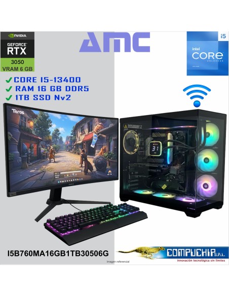 PC AMC INTEL CORE i5-13400 2.50/4.60GHz, 16GB DDR5, 1TB M.2 SSD, RTX 3050 6G, Monitor 27"
