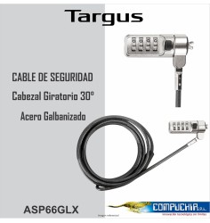 Targus DEFCON ASP66GLX, Candado de cable serializado para computadora portátil y seguridad de escritorio