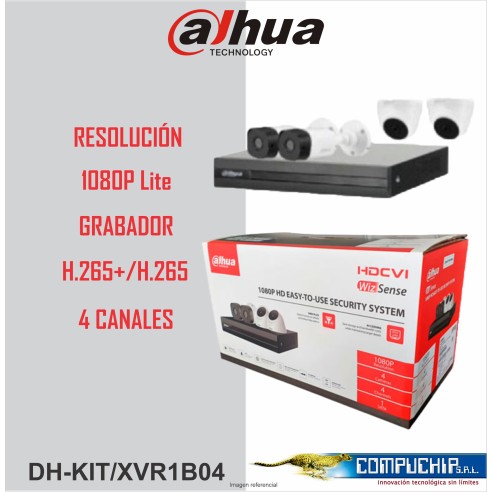 KIT DE 4 CAMARAS FULLHD HDCVI BULLET 4CH DAHUA DH-KIT/XVR1B04-I