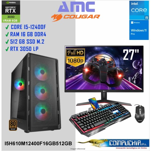 PC AMC INTEL CORE I5-13400 2.50 GHZ/4.60 GHZ, 16GB DDR4, 512GB M.2 SSD, RTX 3050 6 GB,MONITOR 27".