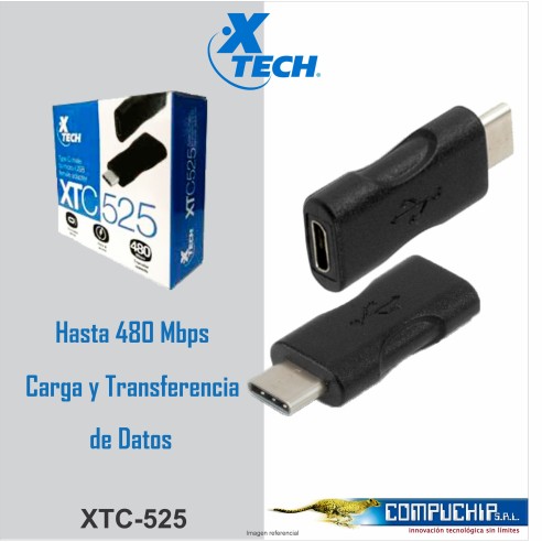 Adaptador con conector Tipo-C macho a micro-USB 2.0 hembra XTC-525.