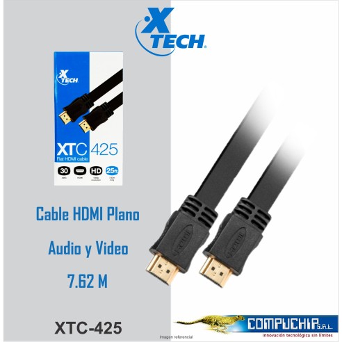 Cable HDMI Xtech XTC-425 FLAT HDMI Macho A Macho 7.62M.