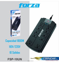Protector tensión 1080J/1800W, 10 slds universales -120V/240V