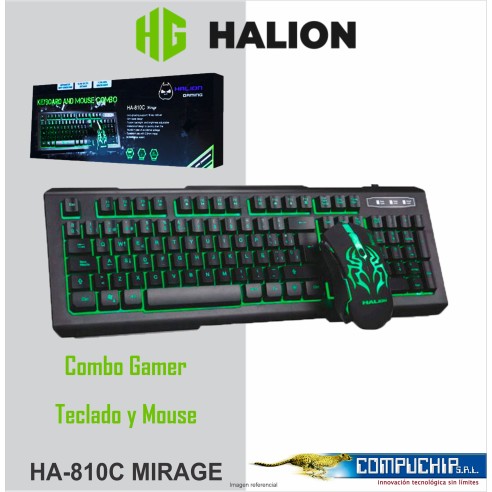 KIT GAMER TECLADO MOUSE HALION MIRAGE HA-810C