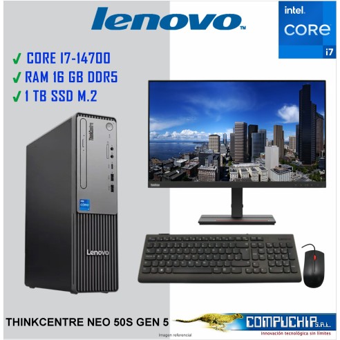 Computadora Lenovo ThinkCentre Neo 50S Gen 5, Core i7-14700 5.4GHz, 16GB DDR5-5600, Monitor 23.8"
