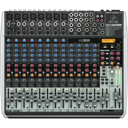 MIXER MONO C/COMPRESOR Y PUERTO MICRO INALAMBRICO BEHRINGER QX222USB