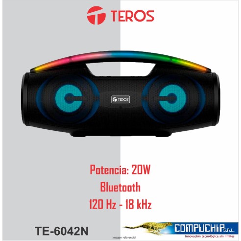 Parlante Teros, TE-6042N, Bluetooth, 20W (2x10W), 3000mAh, Negro