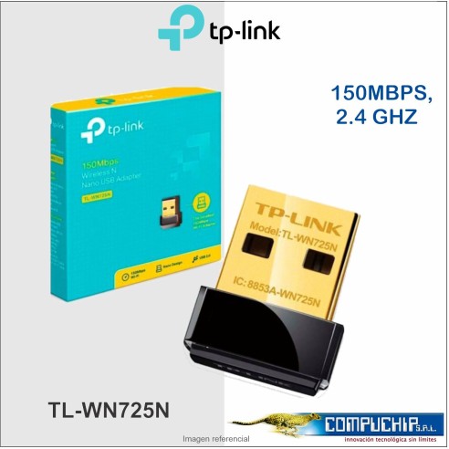 Nano Adaptador Inalambrico TP-LINK TL-WN725N, N, 150MBPS, 2.4 GHZ, 802.11 B/G/N, USB 2.0.