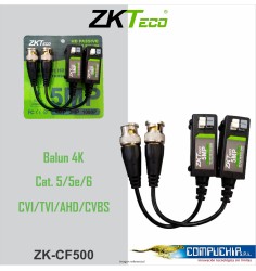 BALUN 4K ZKTECO, MACHO Y HEMBRA (PAR), PASIVO, 5MP