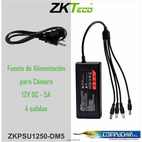 Fuente de Alimentación para Cámara ZKTECO PSU1250DM5 12V 5amp