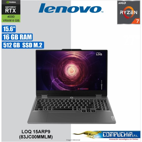 NB LENOVO LOQ 15ARP9, 15.6" FHD IPS, AMD RYZEN 7-7435HS 4.5 GHz, 16GB DDR5-4800