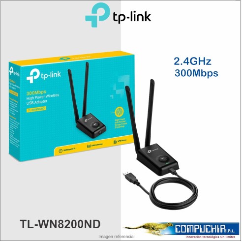 Adaptador USB Wireless TP-LINK TL-WN8200ND, 2.4GHZ, 802.11N, 5DBI, 300MBPS.