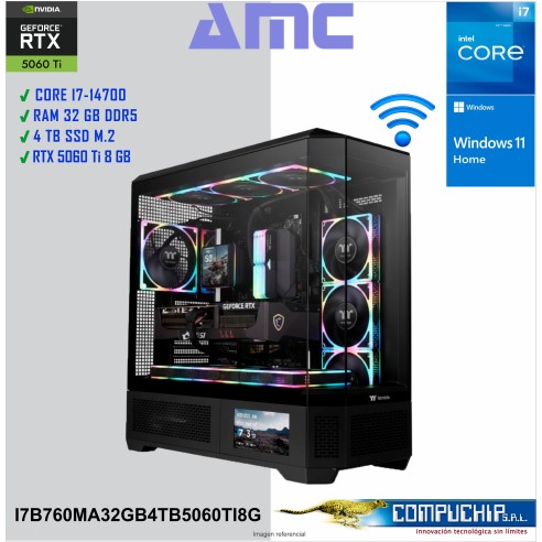PC AMC INTEL CORE i7-14700 2.10/5.40GHz, 32GB DDR5, 4TB M.2 SSD, RTX 5060 Ti 8G.