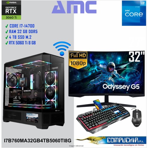 PC AMC INTEL CORE i7-14700 2.10/5.40GHz, 32GB DDR5, 4TB M.2 SSD, RTX 5060 Ti 8G.