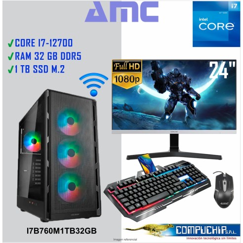PC Intel Core i7-12700 2.1/4.9 GHz, 32GB DDR5, 1TB SSD M.2, MONITOR 24".