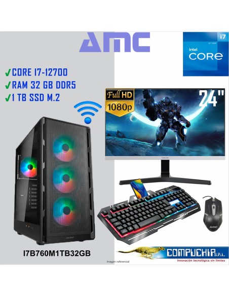 PC Intel Core i7-12700 2.1/4.9 GHz, 32GB DDR5, 1TB SSD M.2, MONITOR 24".