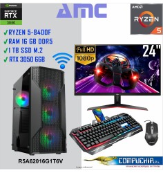 PC AMD RYZEN 5 8400F 4.2/4.7GHZ, 16GB DDR5, 1TB SSD M.2, MONITOR 27".