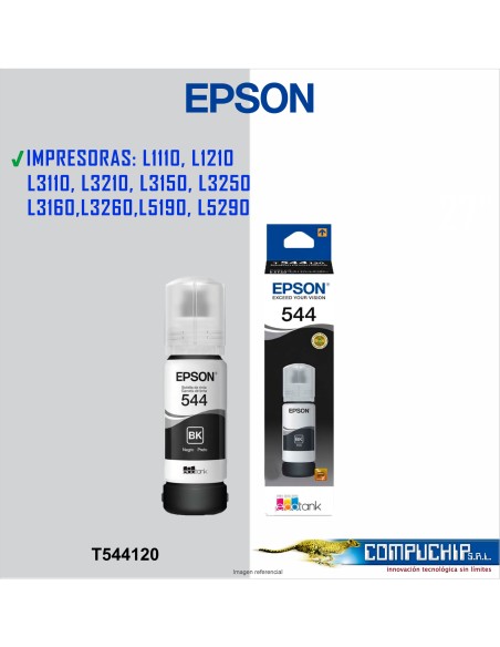 BOTELLA DE TINTA EPSON T544120 NEGRO, 65ML.